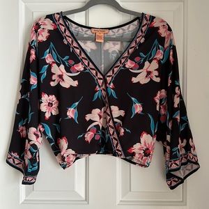 Multi Colored Floral Spring Blouse Size XS Fits like Small